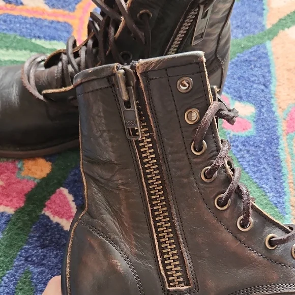 Freebird by Steven Manchester Leather Combat Boots - 7 - Picture 6 of 16